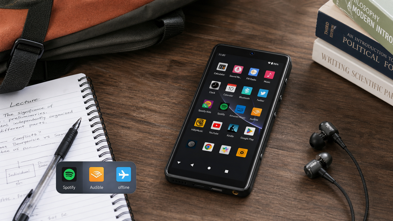 Portable music player editorial cover for Best Affordable Android Music Player for Students in (Spotify, Audible & More)