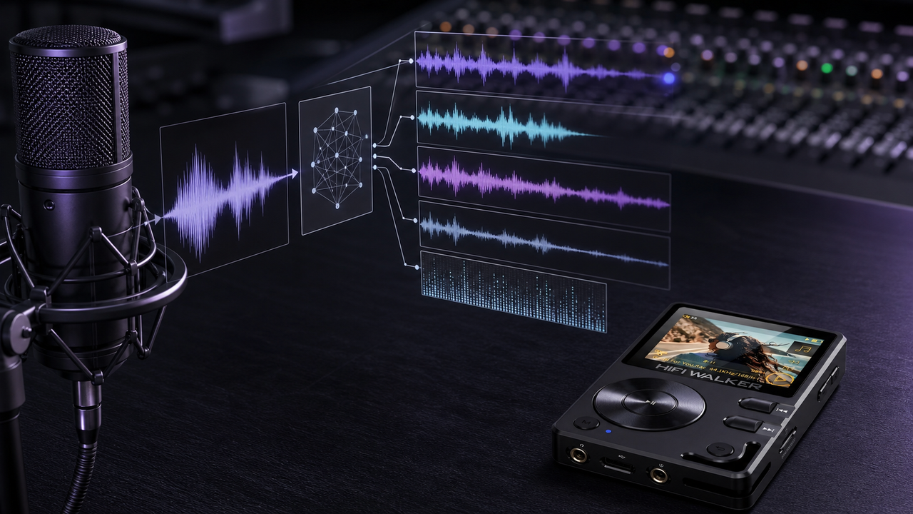 Portable music player editorial cover for AI Audio Revolution: Shaping the Future of Sound