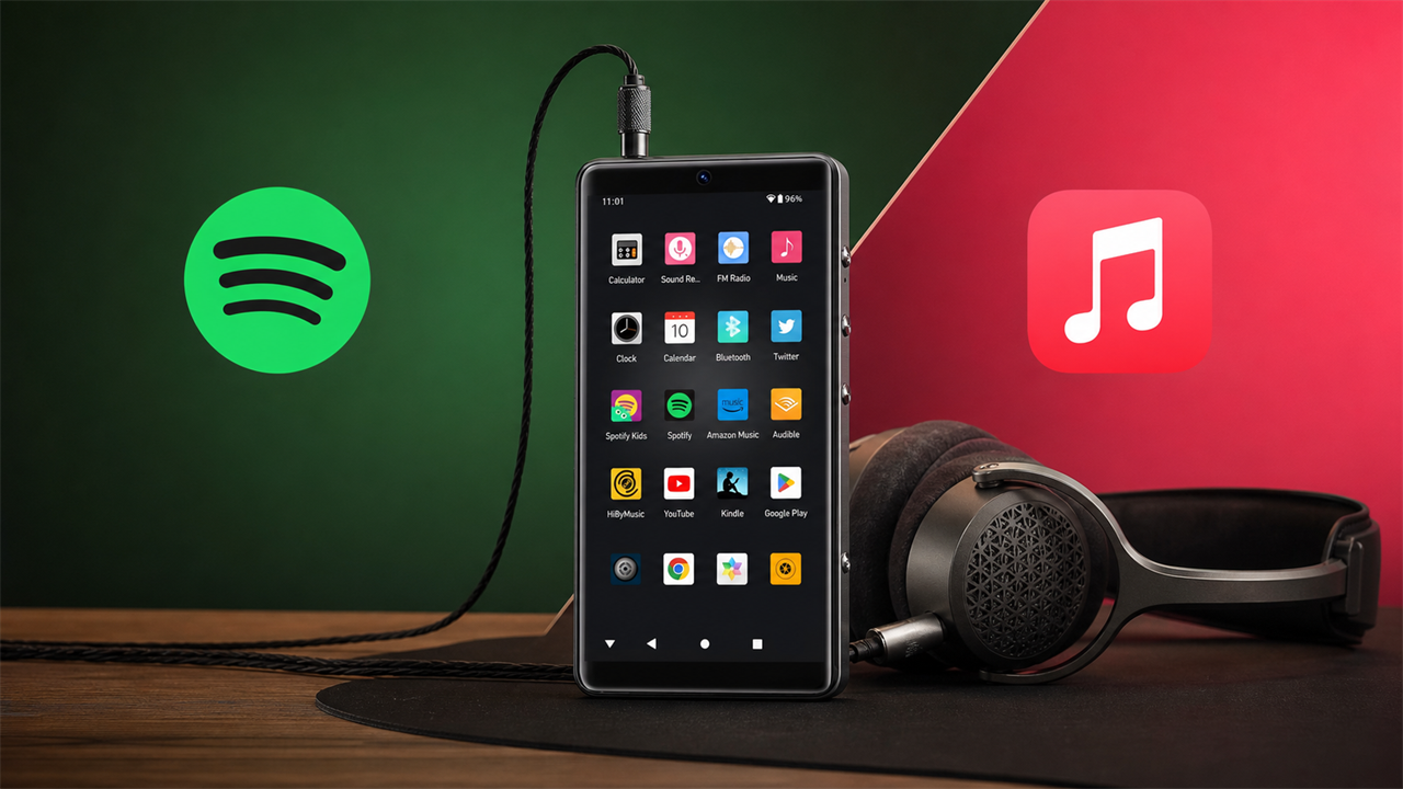 HIFI WALKER G7 Pro with Spotify and Apple Music in a side-by-side listening comparison