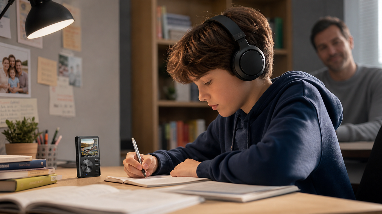 HIFI WALKER H2 in a phone-free study scene
