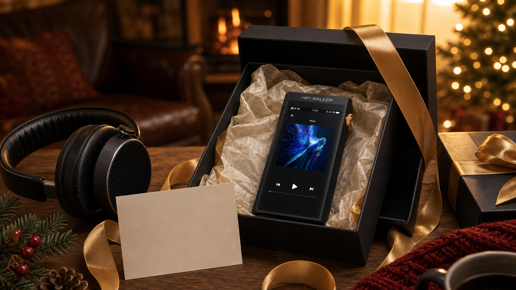 HIFI WALKER H20 Ultra in a festive gift box with headphones