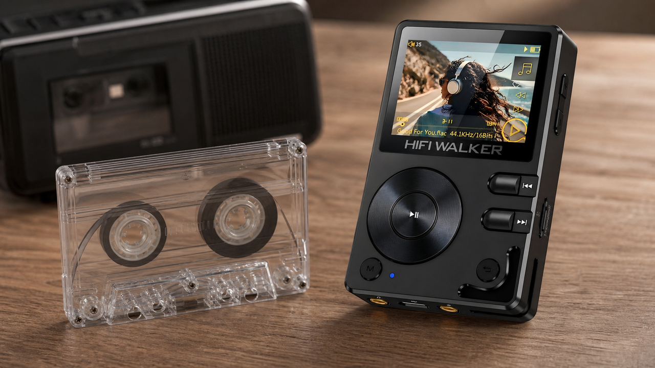 HIFI WALKER H2 blog cover for Cassette Player vs Modern DAP The Ultimate Sound Showdown