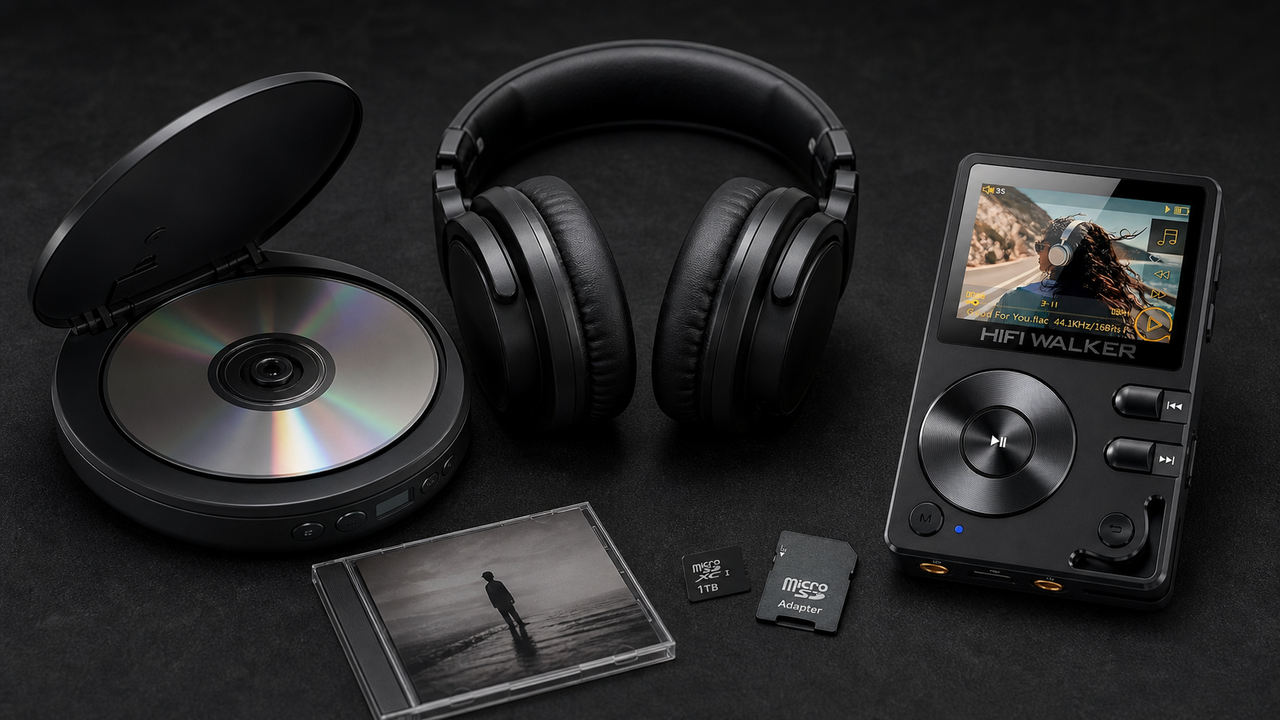 Portable music player editorial cover for Portable CD Player vs DAP: Which Sounds Better in