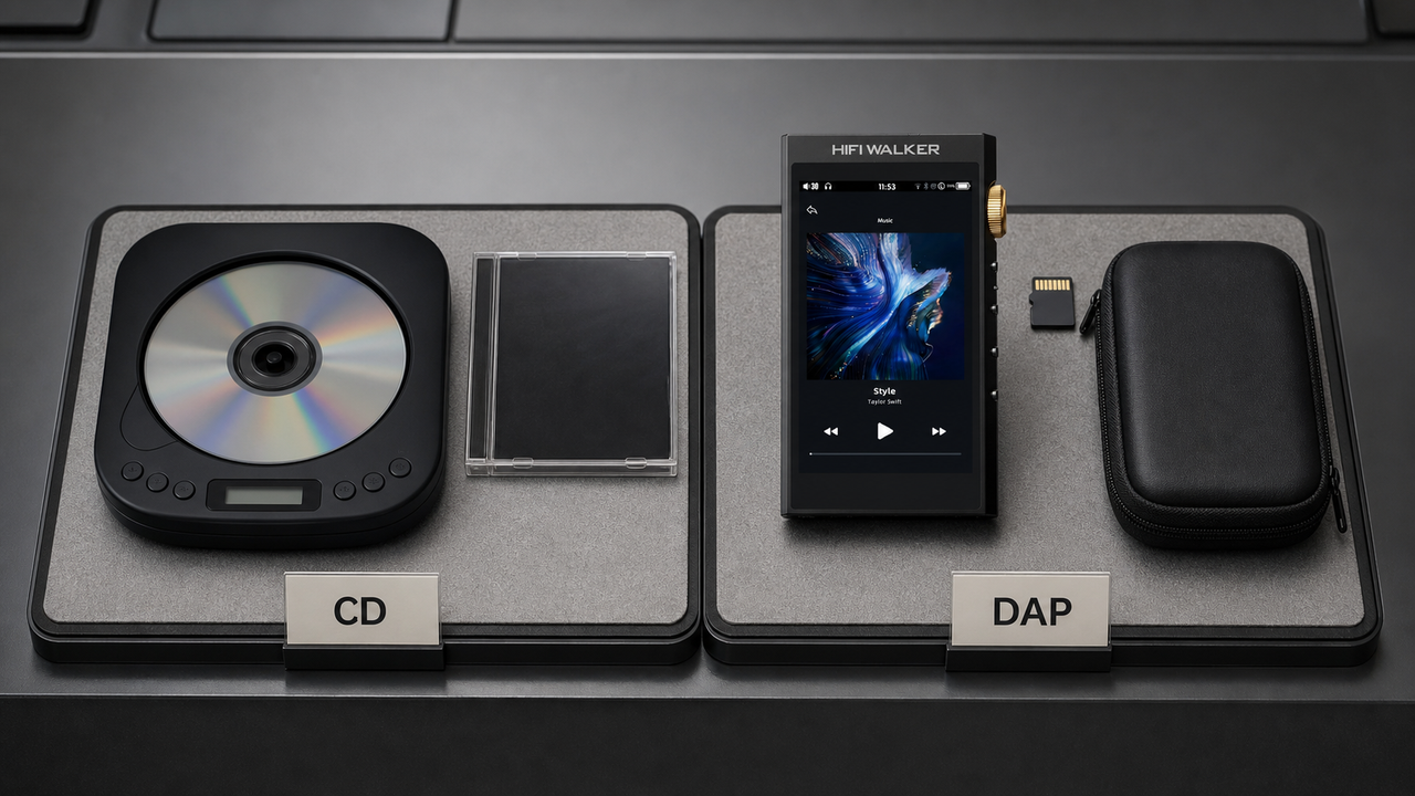 Portable music player editorial cover for Ultimate Guide: Best Buy Portable CD Players vs Hi-Res DAPs