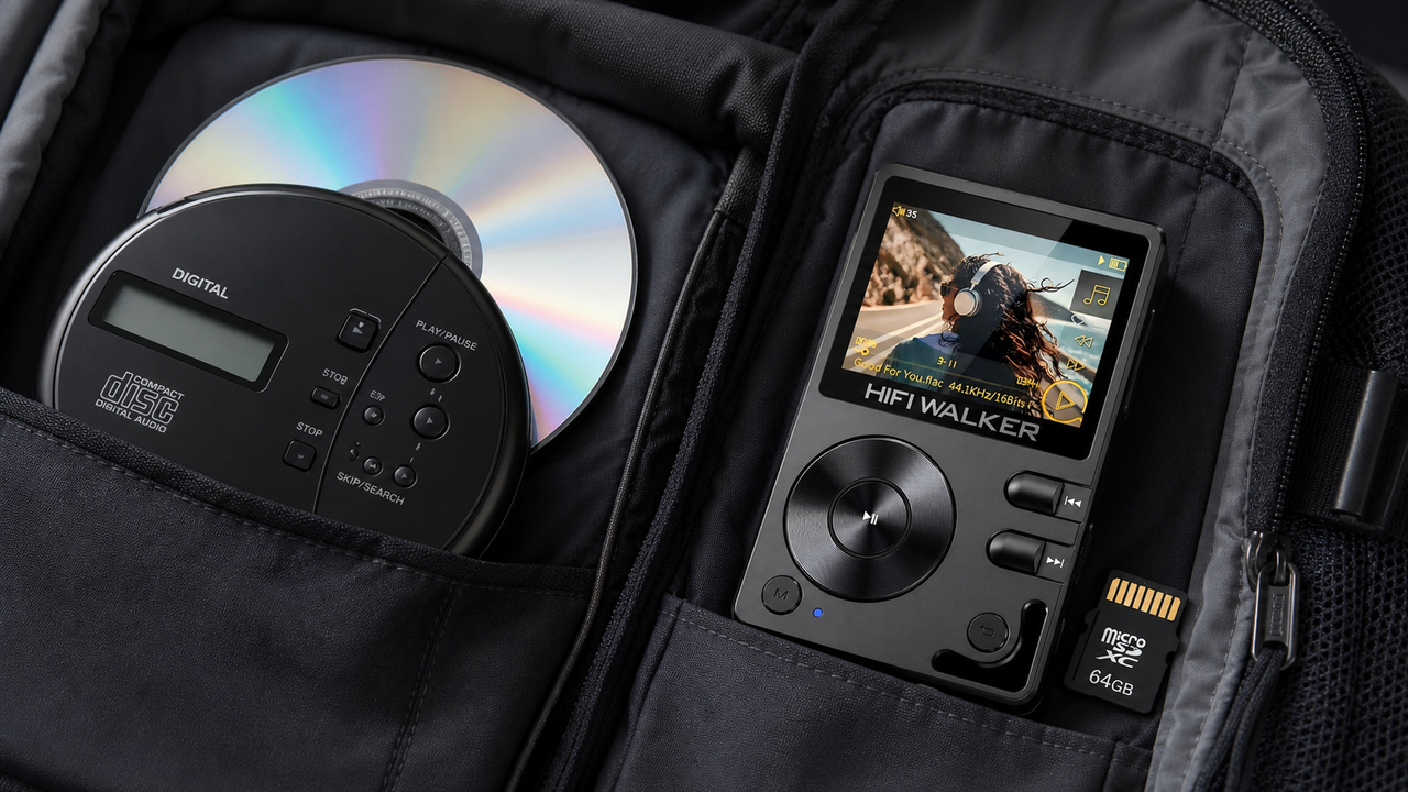 Portable music player editorial cover for Mini CD Players vs Digital Audio Players: Comparison