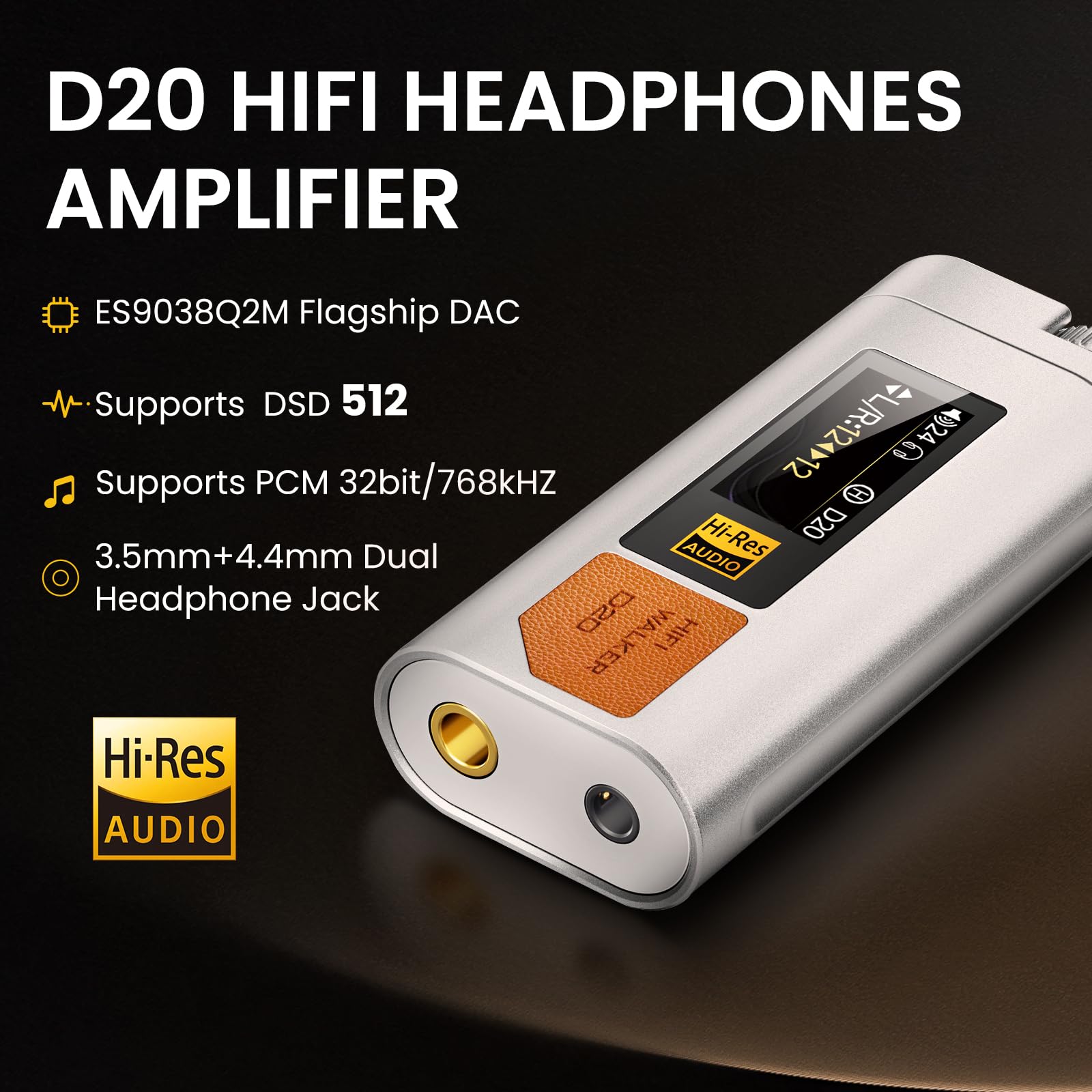 HIFI WALKER D20 USB-C DAC/Amp Dongle — Balanced Headphone Amplifier
