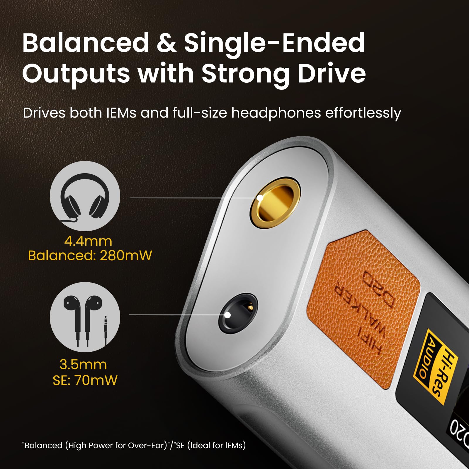 HIFI WALKER D20 USB-C DAC/Amp Dongle — Balanced Headphone Amplifier