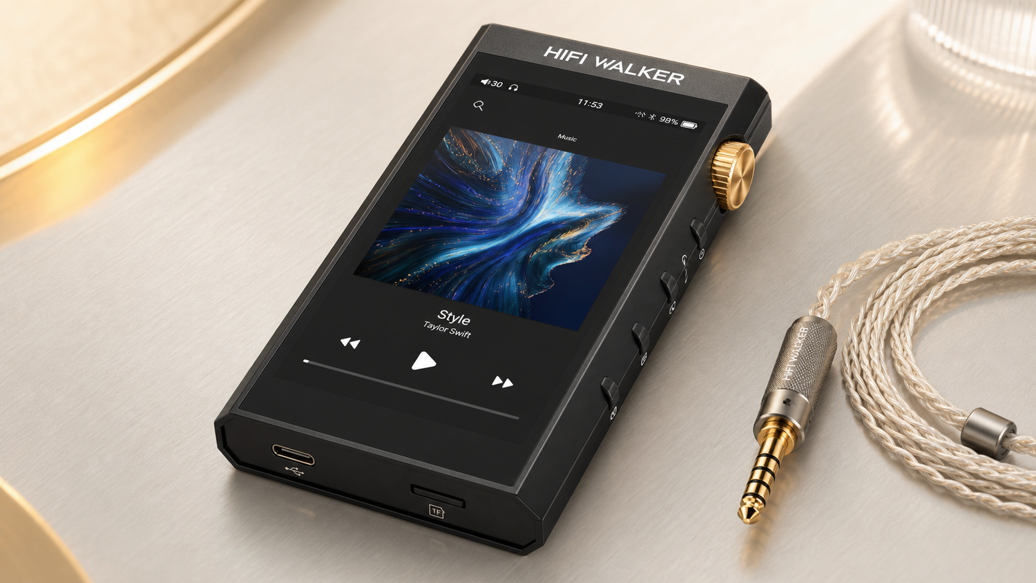 HIFI WALKER H20 Ultra Hi-Res Audio Player on a light studio surface