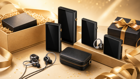 Warm gold HIFI WALKER Prime Day bundle deals with audio players, earphones and protective case