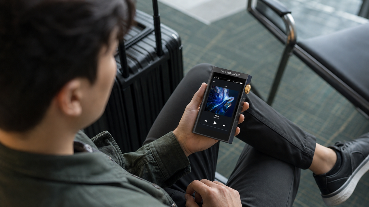 HIFI WALKER H20 Ultra in an airport waiting-area use scene