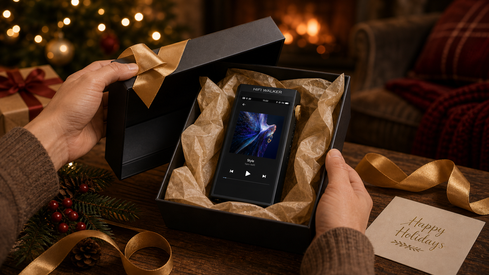 HIFI WALKER H20 Ultra being unboxed as a holiday gift