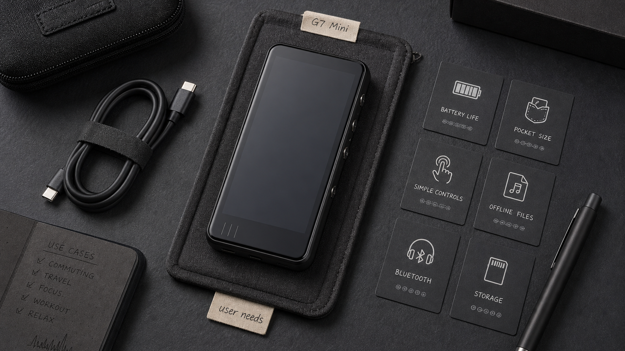 Portable music player editorial cover for HIFI WALKER G7Mini: Addressing User Needs and Pain Points