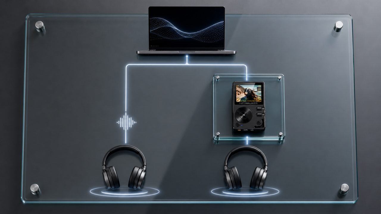 Portable music player editorial cover for DAC vs Built-in Audio: Why External DACs Transform Sound Quality