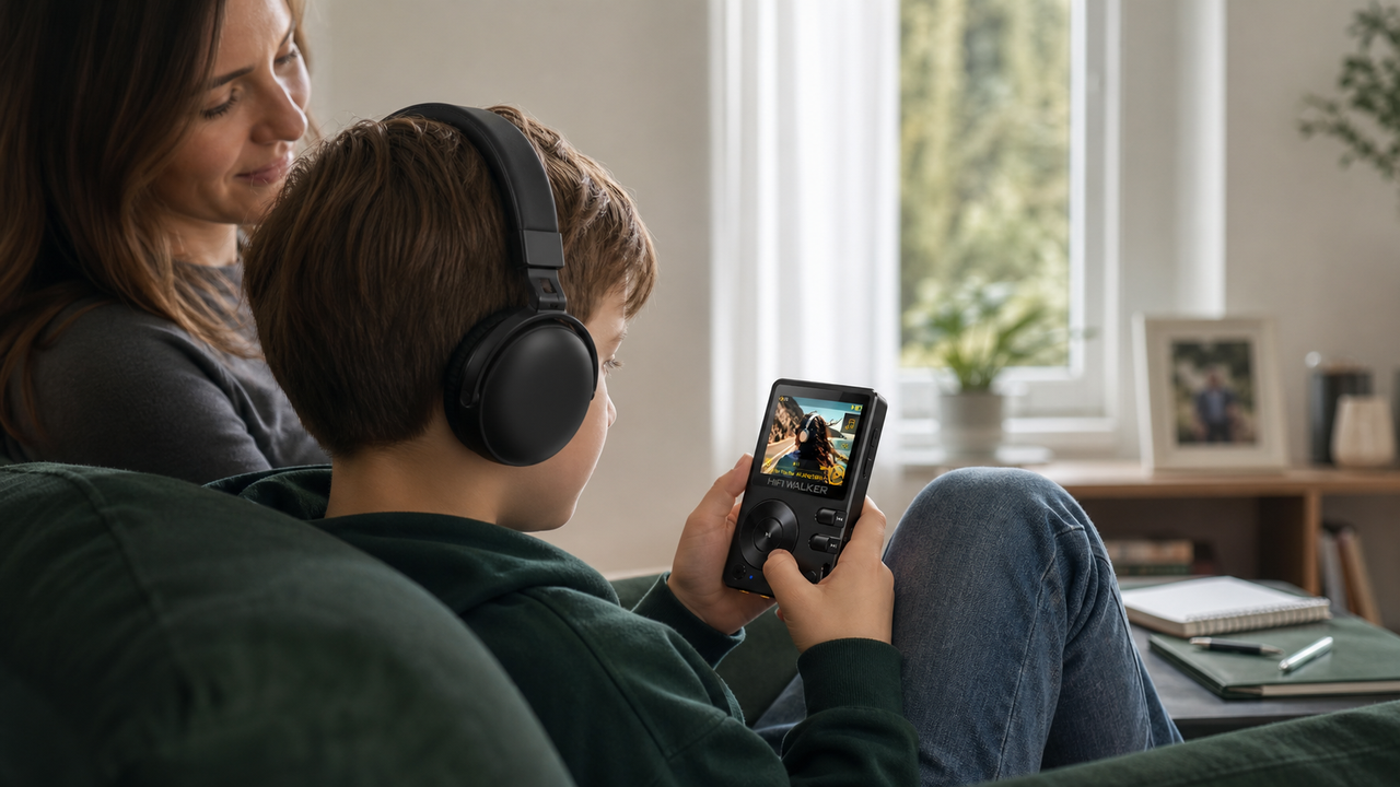 HIFI WALKER H2 in a calm parent-and-child listening moment