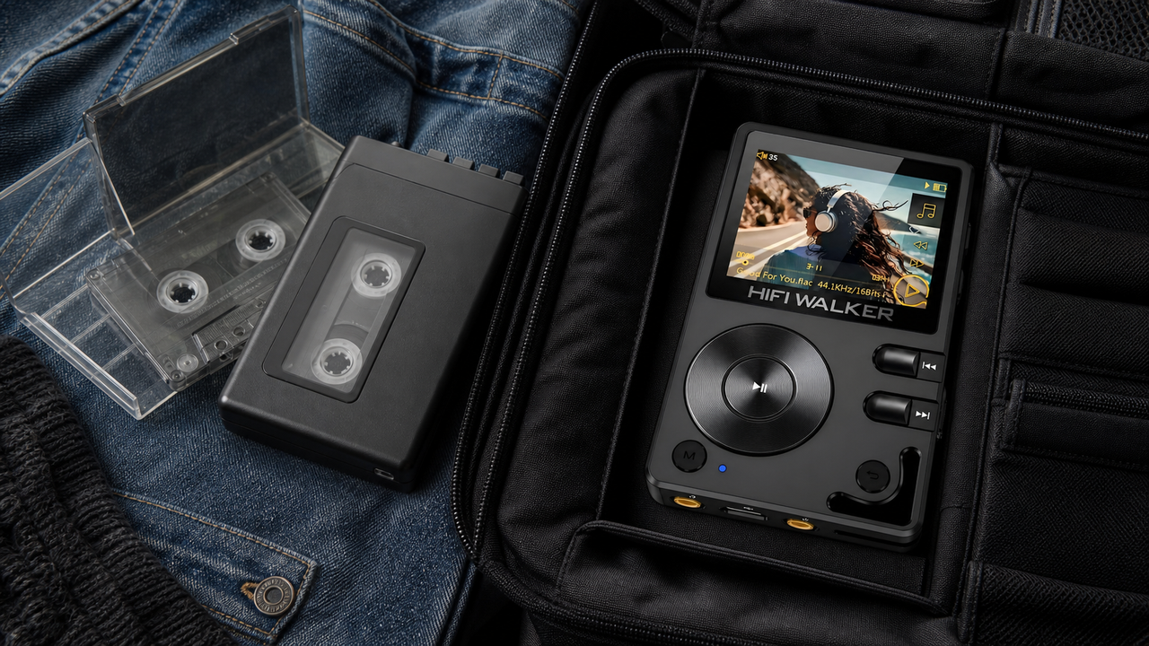 Portable music player editorial cover for Cassette vs Digital: Why Modern DAPs Beat Old Tape Players