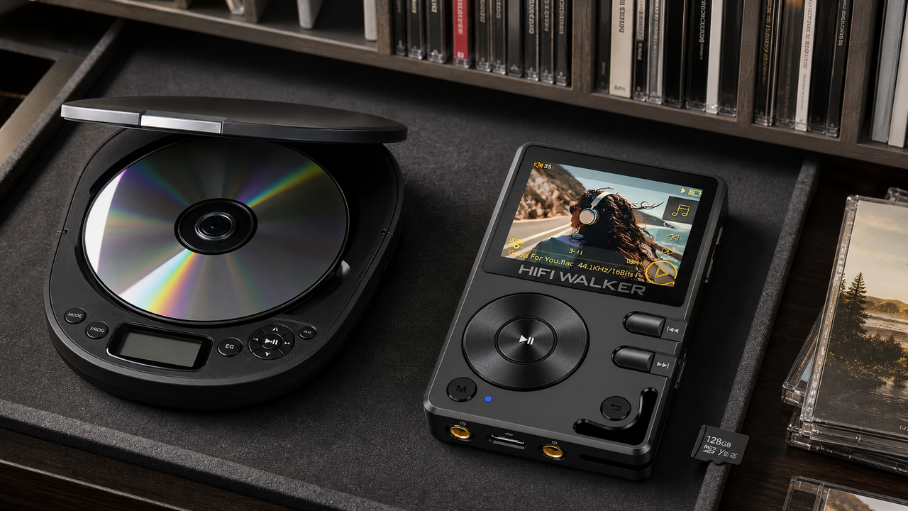 Portable music player editorial cover for Ultimate CD Player vs Digital Audio Player Guide