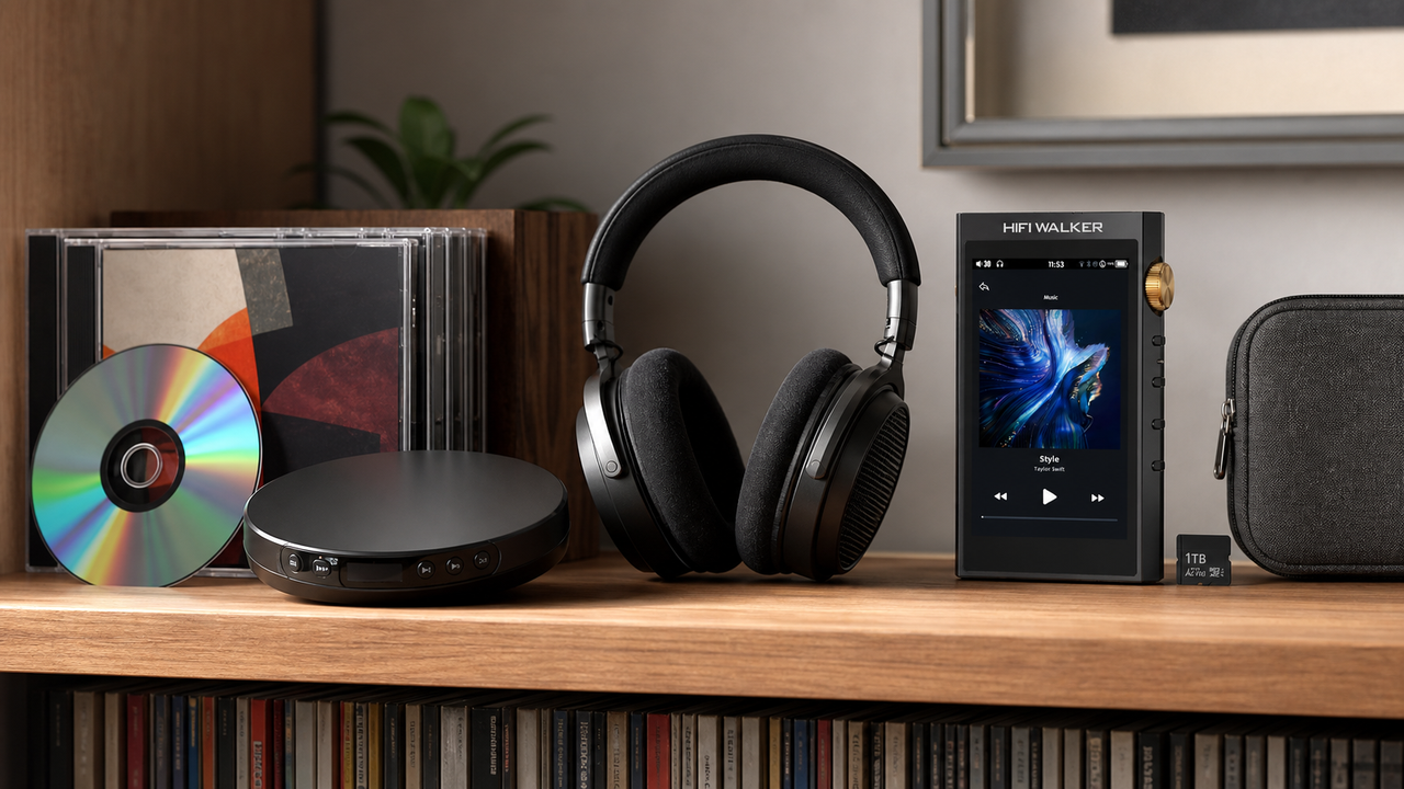 Portable music player editorial cover for Ultimate Guide: Hi-Res Music Players vs CD Players