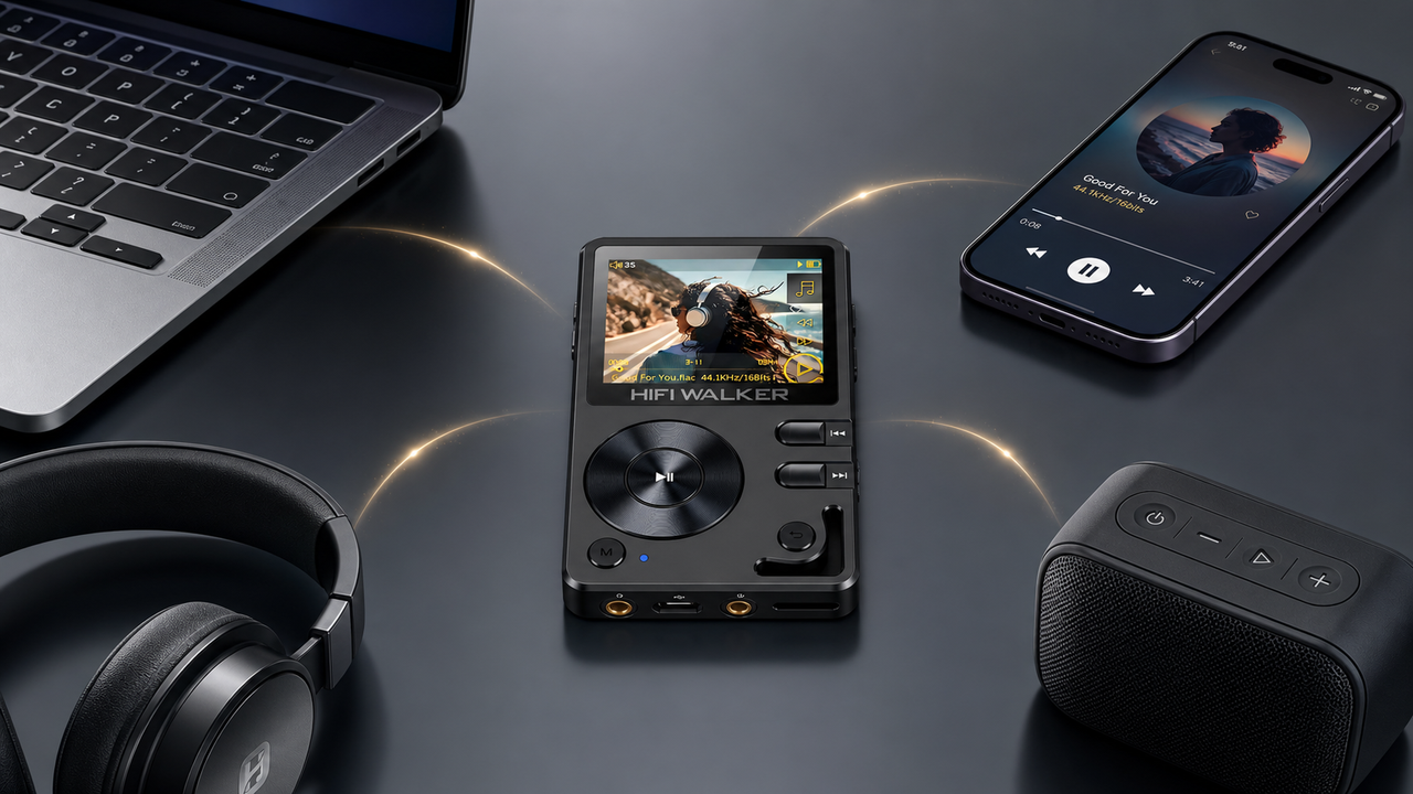Portable music player editorial cover for Ultimate DAC Guide: Best Digital Audio Converters by Use Case