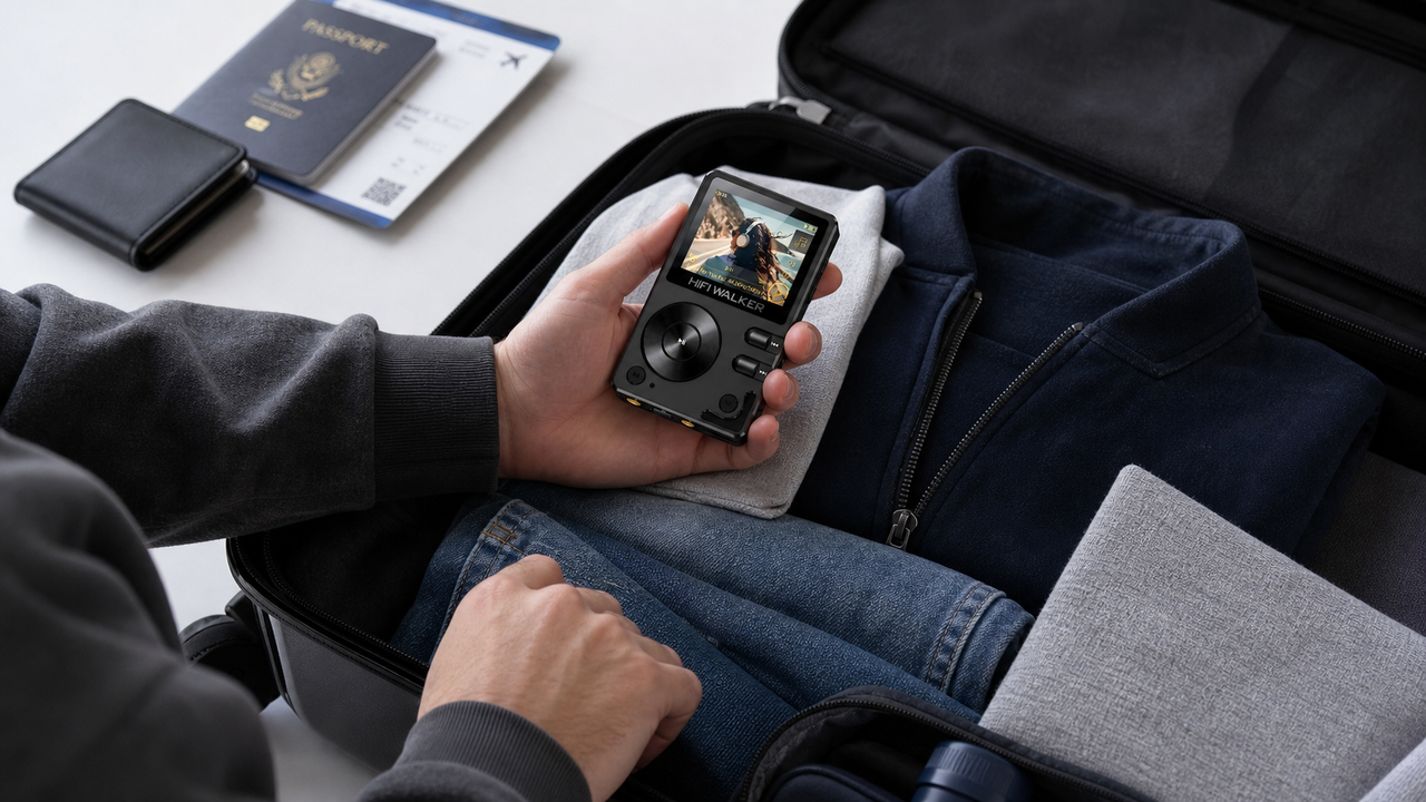 HIFI WALKER H2 in a travel-packing scene