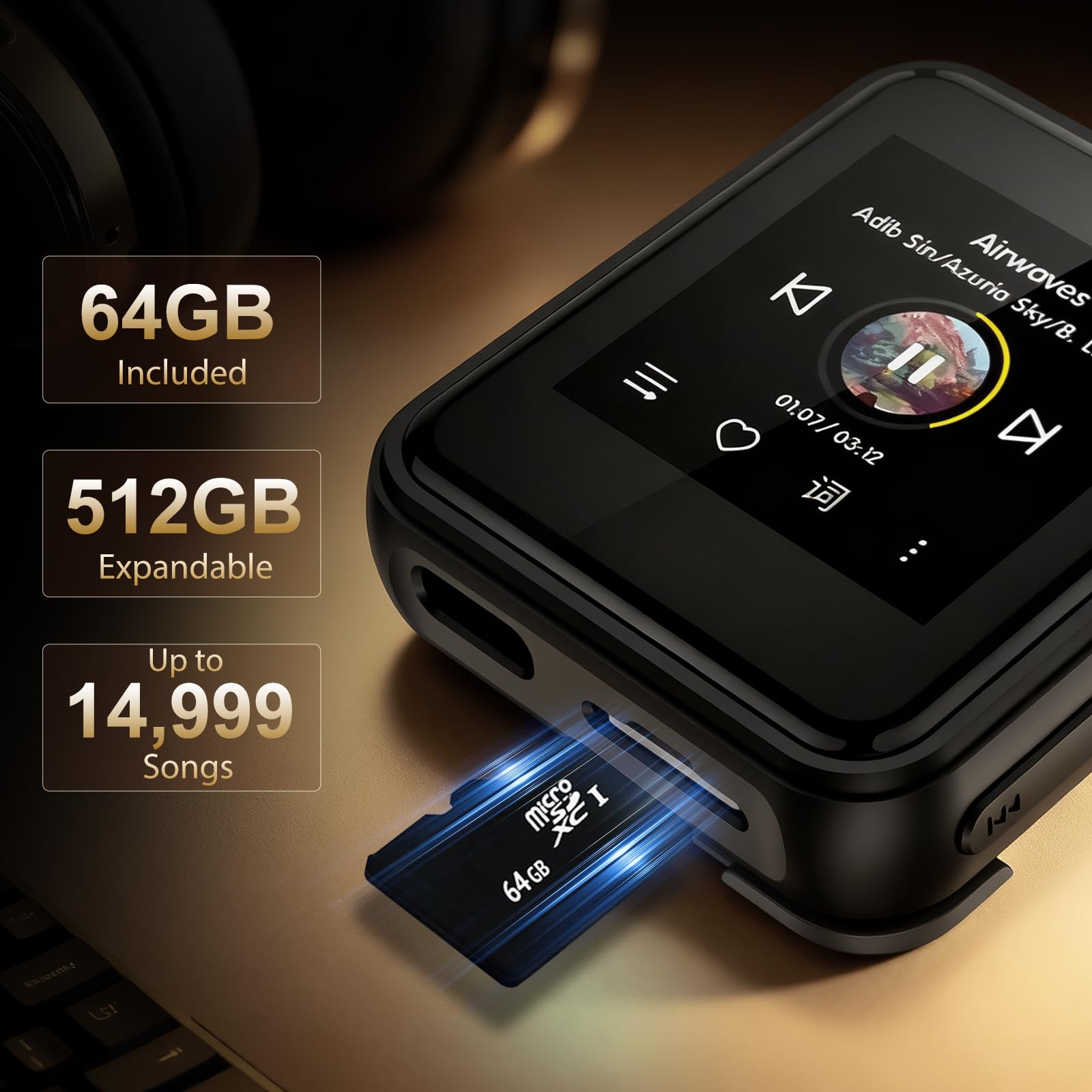 HIFI WALKER H2 Mini 64GB built-in storage with microSD expansion up to 512GB