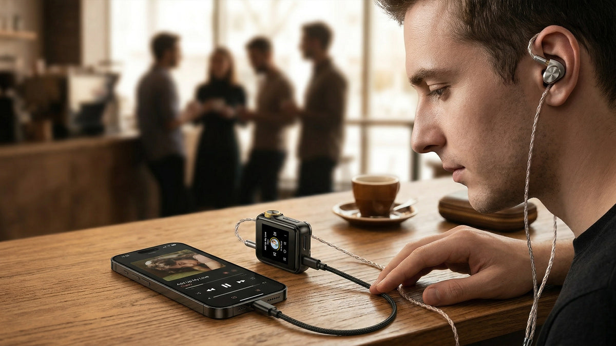 HIFI WALKER H2 Mini USB DAC dongle mode connected to smartphone for lossless audio decoding