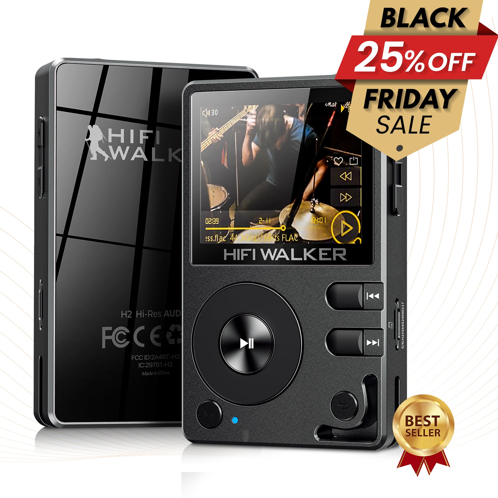 HIFI WALKER MP3 MP4 プレーヤー H2 ブラック【新品】 HiFi Walker H2 – Simple & Portable MP3 Player for Everyday Use