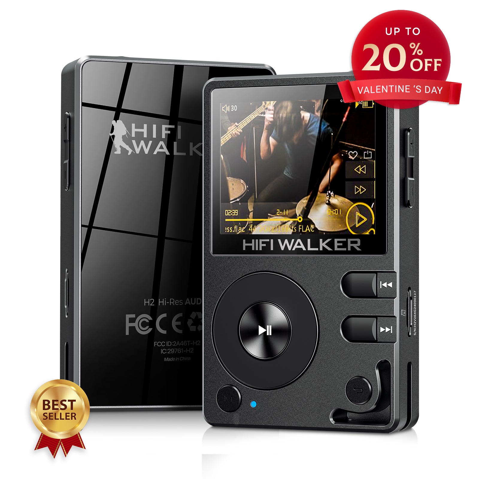 HIFI WALKER MP3 MP4 プレーヤー H2 ブラック HiFi Walker H2 – Simple & Portable MP3 Player for Everyday Use