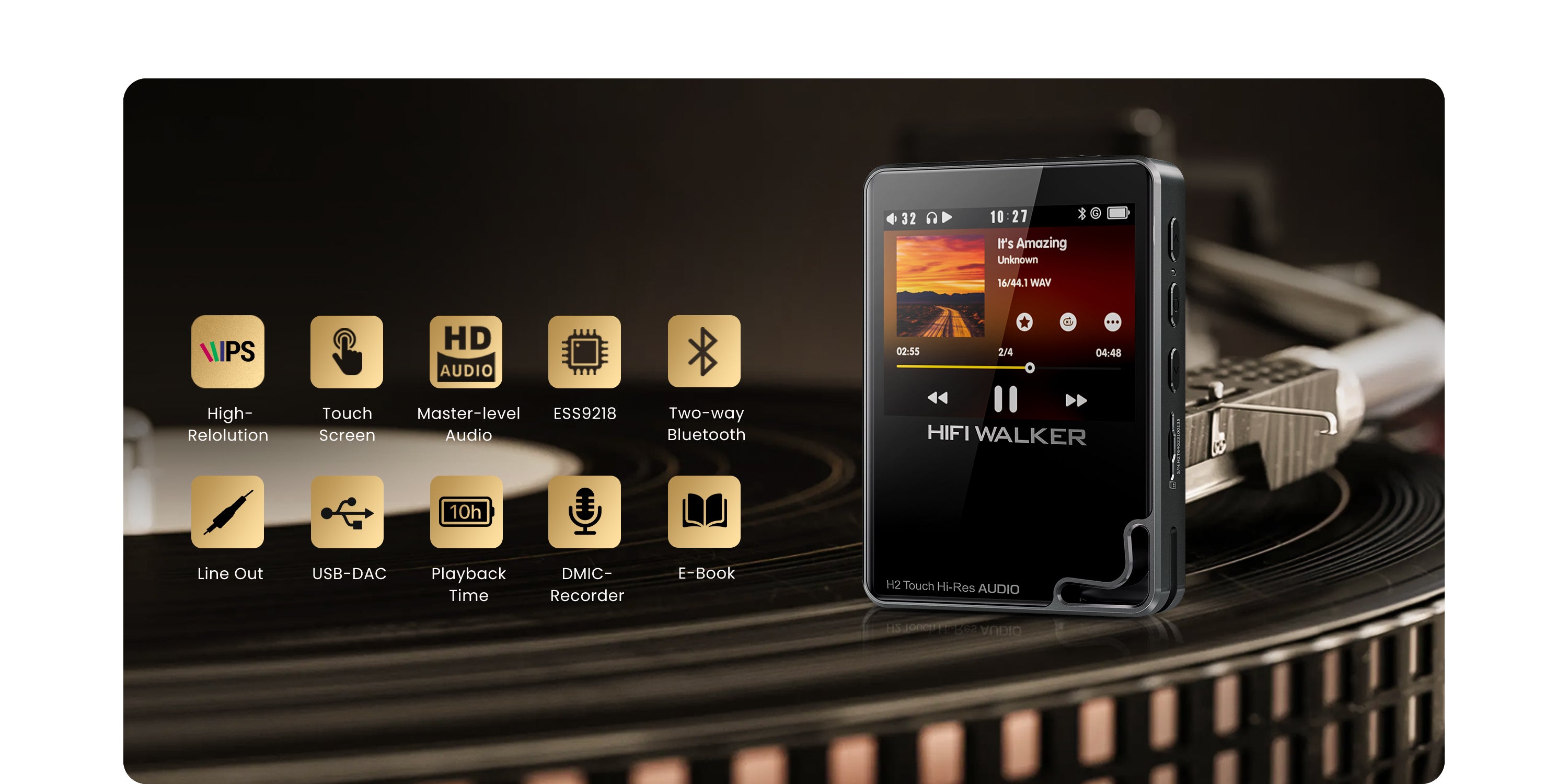 HiFi Walker H2 Touch – Touchscreen Hi-Fi MP3 Player for