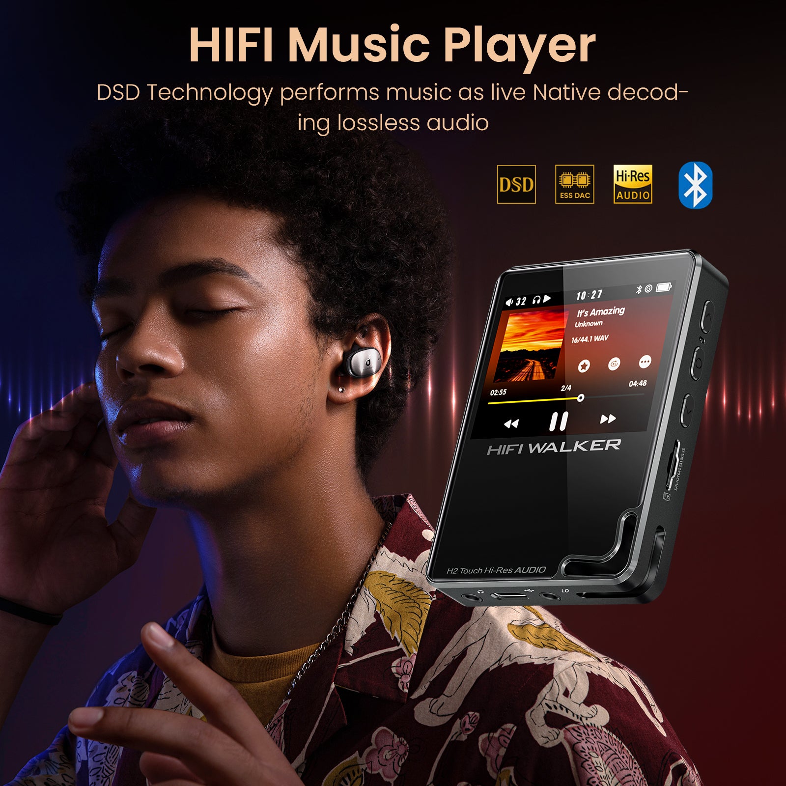 HIFI WALKER H2 Touch Hi-Res Audio Player | ESS9219Q DAC