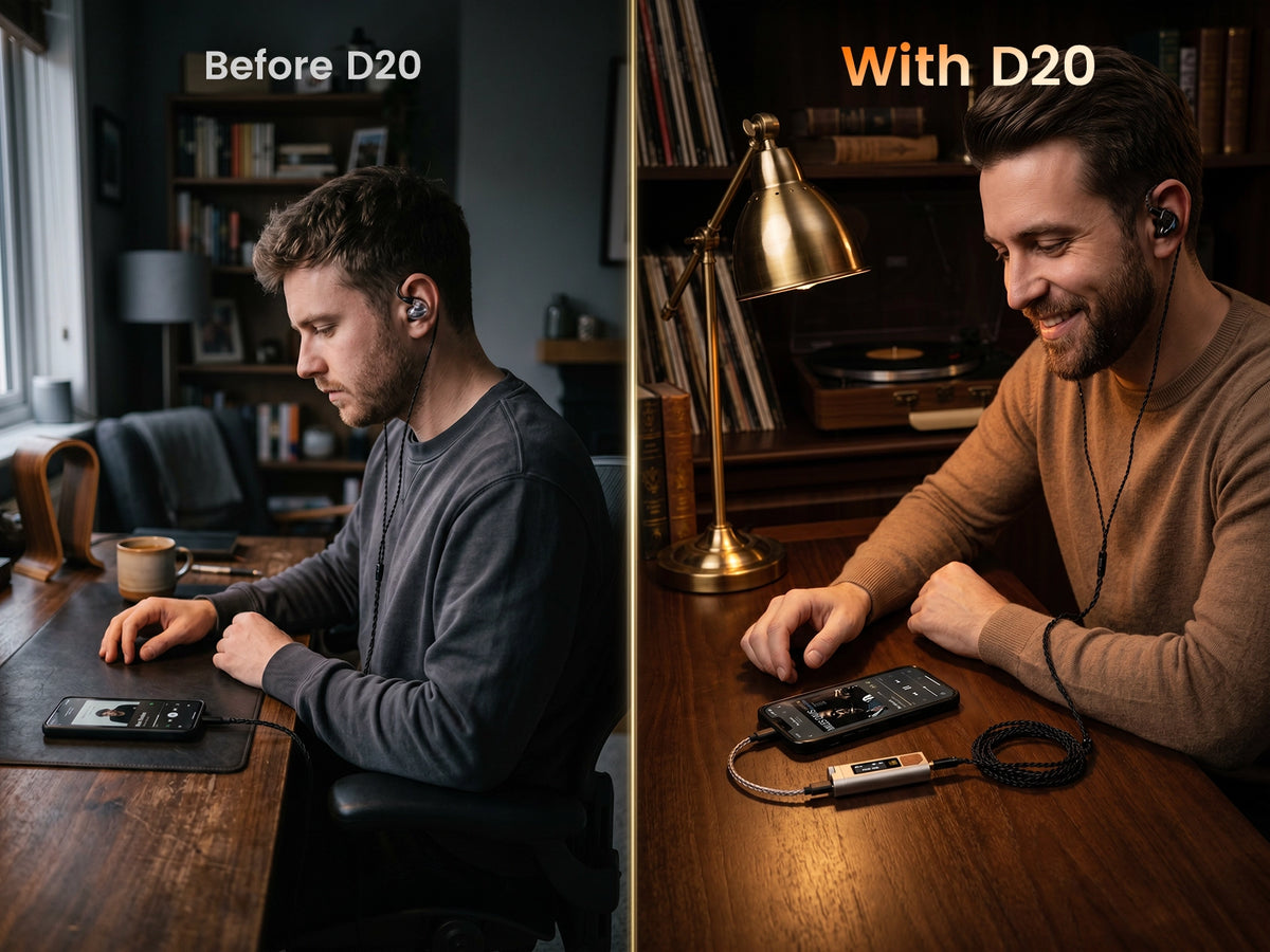 HIFI WALKER D20 USB DAC/Amplifier DAC amp 3.5mm single-ended headphone output for IEMs and standard headphones