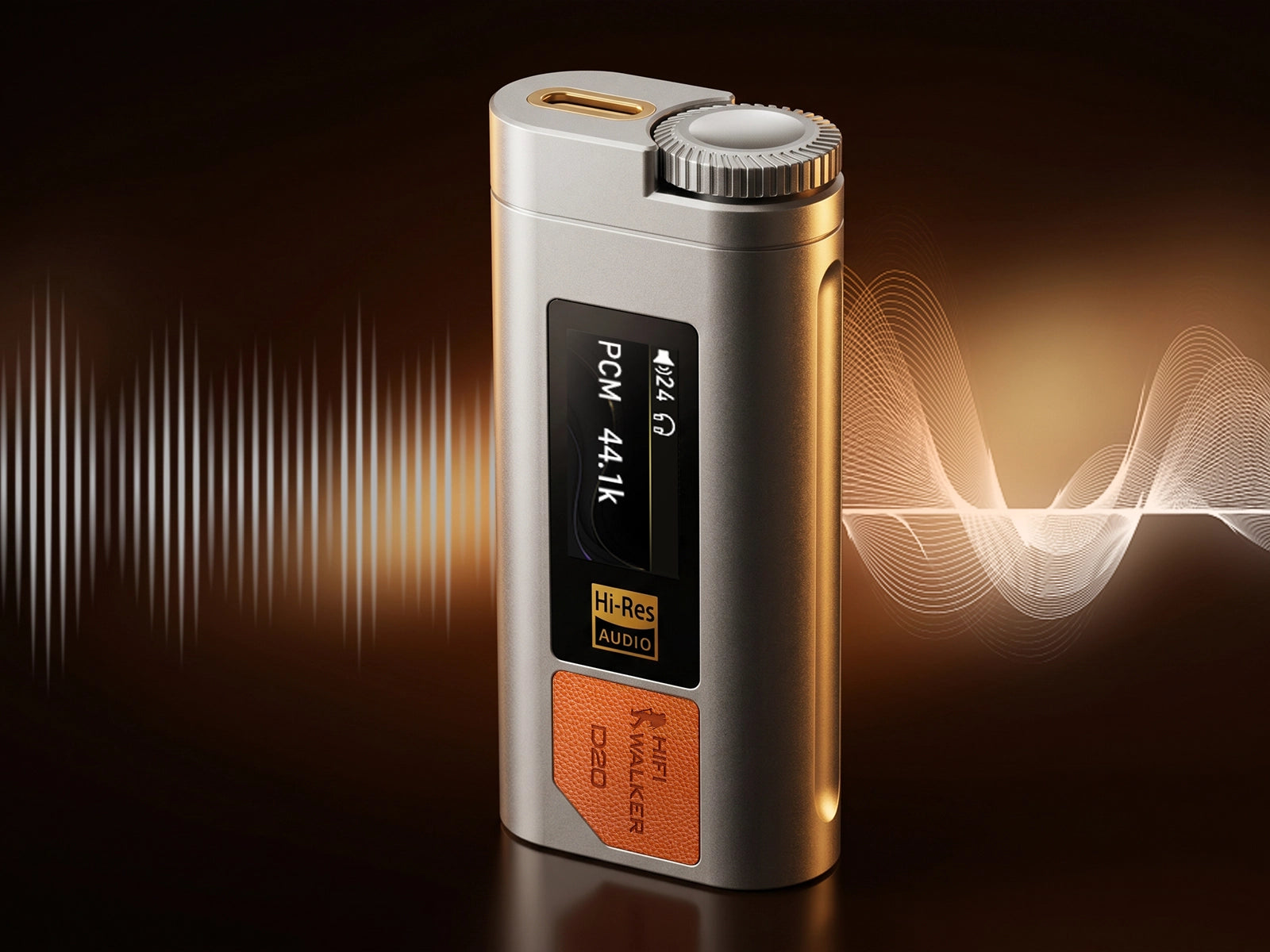HIFI WALKER D20 USB DAC/Amplifier DAC amp clean signal control with THD under 0.005 percent SNR 115dB and FPGA clock