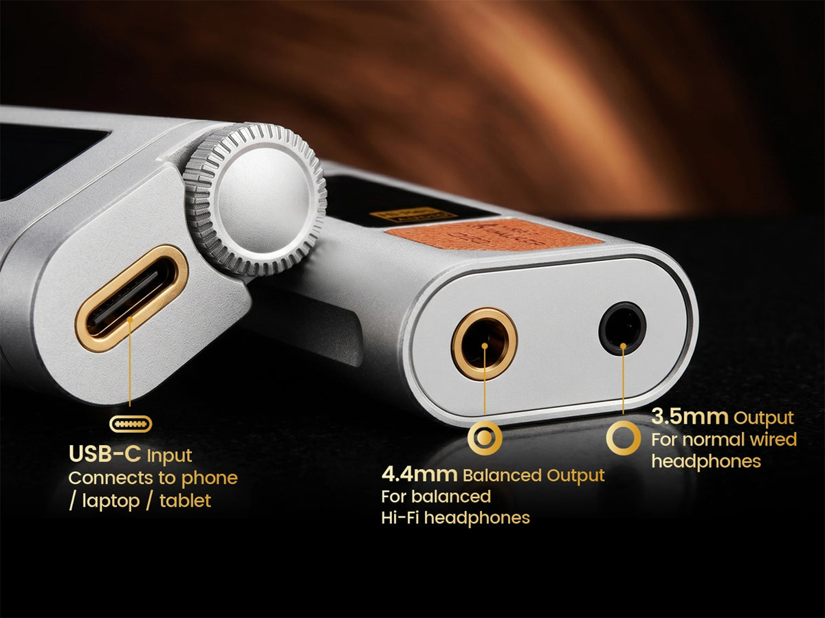 HIFI WALKER D20 USB-DAC/Verstärker mit 3,5-mm-unsymmetrischem und 4,4-mm-symmetrischem Ausgang, 2 Vrms/4 Vrms und Unterstützung für 8–300-Ω-Kopfhörer