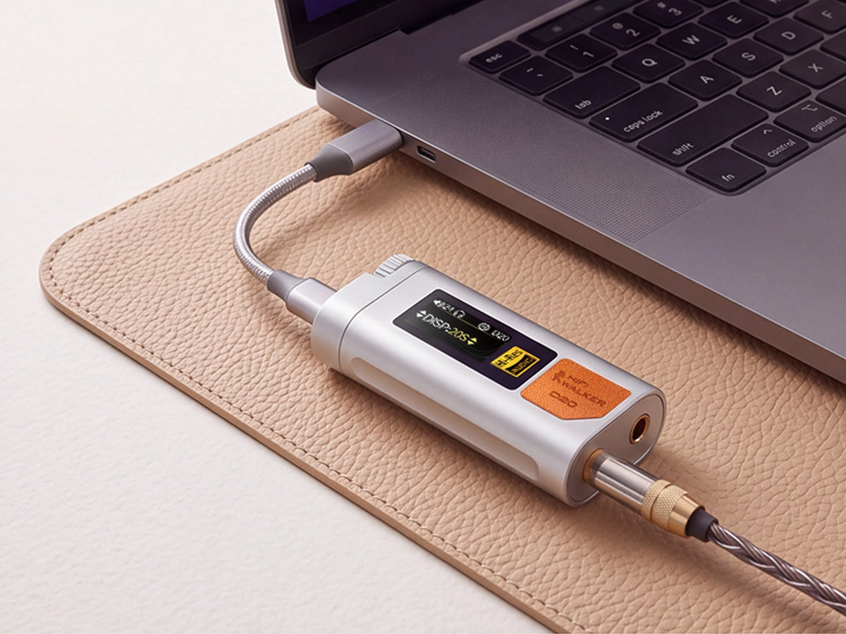 HIFI WALKER D20 USB-DAC, mit einem Laptop verbunden